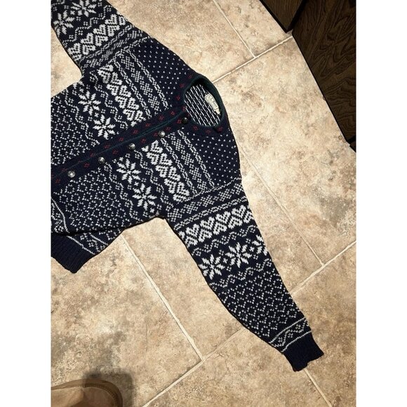 VINTAGE L.L. BEAN WOMEN'S S WOOL BUTTON FRONT NORDIC CARDIGAN SWEATER USA - Picture 4 of 7